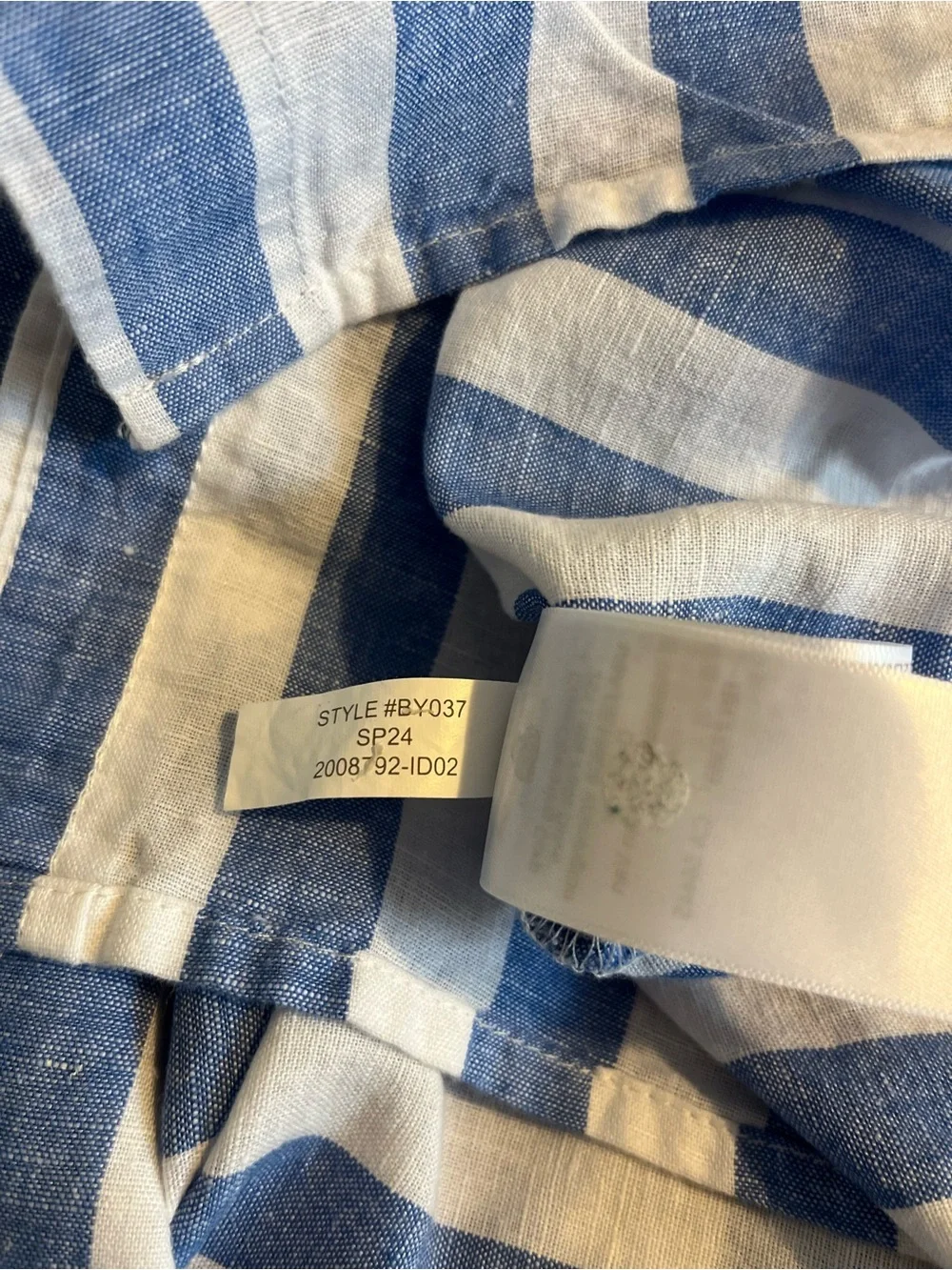 J.Crew Blue & White Striped Linen Blend Button-Up Shirt Size Medium